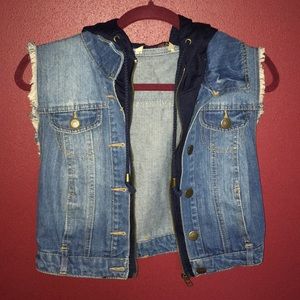 Hooded Denim Vest